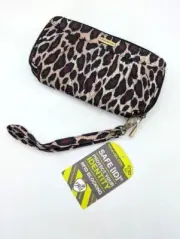 Travelon Wallet Wristlat Safe ID RFID Blocking Animal Print Clutch Checkbook NEW