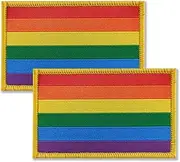Rainbow Gay Pride Flag Patch Tactical LGBT Patch- Hook and Loop Fastener, 2 Pack