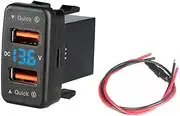 2 in 1 36W Car USB Change Adapt QC3.0 Fast Charger 12V Dual USB Phone Socket Voltage Display for Toyota