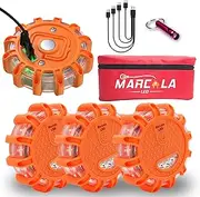 4-Pack Rechargeable LED Emergency Road Flares | Large 1200mah Battery for Longer Run Time | Red Diode Road Emergency Light for High Visibility | Rechargeable LED Flares w/Included USB-C Cable