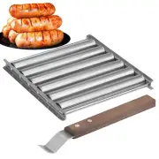 Hot Dog/Brat Griller with Extra Long Wood Handle BBQ Tools Stainless Steel