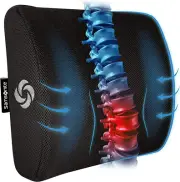 Lumbar Support Pillow for Office Chair/Car, Memory Foam Lower Back Cushion