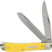 NEW Schrade Old Timer Trapper Yellow Folding Knives