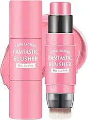 [Erinde] 3-in-1 Cheek Blush & Lip Tint & Eyeshadow, Creamy Blush Stick for Cheeks & Lips with Brush, Buildable Lightweight Hydrating formula, Easy To Use, Stay All Day (01#Milk Tea Pink)