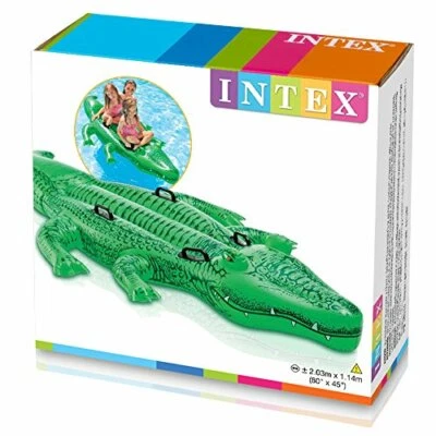 Intex Childrens Large Inflatable Ride On Alligator With Four Grab Handles 58562