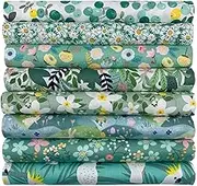 aufodata 8 Pieces 19.6" x 19.6" (50cm x 50cm) Cotton Fabric Squares Quilting Patchwork Floral Pattern Precut Fabric for DIY Quilting Sewing Crafting Artcraft (Green)