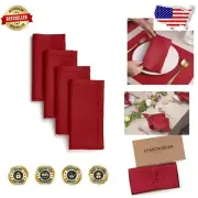 Durable Red Hemstitched Linen Napkins, 20x20 Inches - Set of 4 for All Occasions