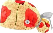 [WOSHJIUK] Working Hat 2 Pack Scrub Caps for Women,Vintage Flowers,Tie Back Cap Adjustable Scrub Hat