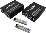 Gigabit Multi-Mode Fiber Ethernet Converter (2 Pcs), with 2 bidirectional SFP LC modules, 1.25G SFP to 10/100/1000Base RJ45, 550M, Plug & Play, Auto-Negotiation, Versatile Compatibility, Metal Case