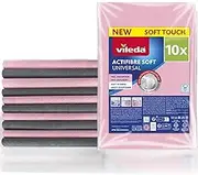 Vileda Actifibre Soft Universal Microfibre Cleaning Cloth - 100% Microfibre Cleaning Cloth for Streak Free Results - High Absorbency - Ideal for All Smooth Surfaces - Pink and Grey (Pack of 10)
