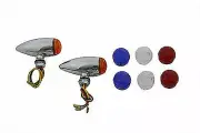 Mini Amber LED Bullet Lens Marker Lamp Set for Harley Davidson by V-Twin