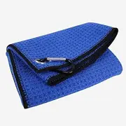 Scott Edward Golf Towel Microfiber Waffle Pattern Golf Towel with Heavy Duty Carabiner Clip Tri-fold Golf Towel Perfectly Cleans Golf Balls and Golf Clubs Blue/Red/Gray