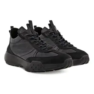 【ecco】RETRO SNEAKER M 復古拼接皮革休閒運動鞋 男鞋(黑色 52490451094)