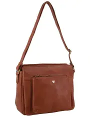 [PIERRE CARDIN] Leather Cross-Body Bag in Tan