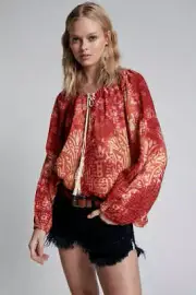 NEW OneTeaspoon ONE TEASPOON Womens Babylon Garden Minoan Top - Fire