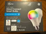 GE Cync Full Color Direct Connect Smart Bulbs, 2 Pack, LED, A19 Works With Alexa