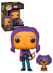 Funko POP! Marvel Hawkeye #1212 Kate Bishop & Lucky The Pizza Dog (Black Light) - New, Mint Condition