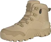 [FREE SOLDIER] Mens Military Boots mid-top Combat Tactical Boots Lace Up All Terrain Shoes for Hiking, Hunting, Working, Walking