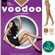 Voodoo 3 Pack Shine Comfort Women 15 Denier Stockings Brief Pantyhose Tights