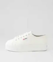 New Superga 2790 Platform Tumbled White Leather Sneakers Womens Shoes Casual