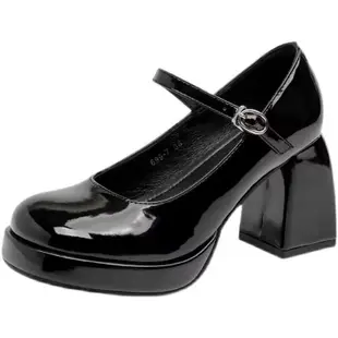 厚底瑪莉珍鞋大尺碼韓國瑪莉珍高跟鞋 厚底瑪莉珍鞋 增高靴增高鞋 9cm