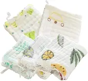 Baby Washcloths, 5 Pack Soft & Absorbent Cotton Towels for Baby's Sensitive Skin, Face and Body, Nursing Towels Baby Towels Baby Bibs Handkerchief Towel Washcloth Newborn Boys Girls