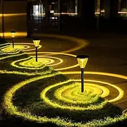 LED Solar Pathway Lights with 2 LEDs IP65 Outdoor Waterproof Auto On/Off Powered Landscape Lighting One Key Switch Warm Light/Color Light Project Beautiful Pat