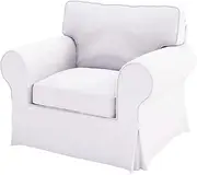 Cotton Ektorp Chair Cover Replacement is Custom Made Compatible for IKEA Ektorp Armchair Cover, The Slipcover Set Only Fits Ektorp Chair (White Chair)