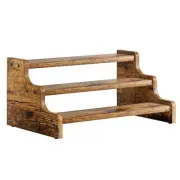 KLM 3-Tier Spice Rack, 13.8 Inch Wood Step Shelf Countertop Spice Storage Pantry