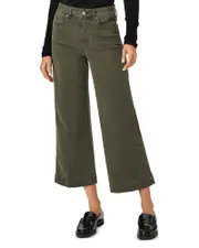 Paige Anessa Cropped Wide Leg Jeans in Vintage Bayou Green