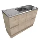Laundry Sink Cabinet on Kickboard Fienza Citi Edge 1200mm Scandi Oak CIT120SK