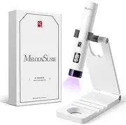 MelodySusie Handheld UV Light for Gel Nails with Stand, Mini Portable Cordless Nail Lamp with LCD Display, Eye-Protective Cover, Flash Curing for Glue, White