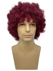 Large Curly Maroon Afro Costume Wig