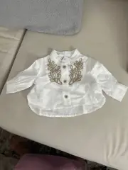 NWT Banana Republic Baby Kurta Blouse Linen Button Front Top 0-3M