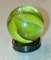 Vintage Vitro Agate Yellow Green Hybrid 4 Vein Full Bloom Cats Eye Marble .61