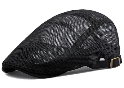 Men's Mesh Cap Breathable Summer Newsboy Hat Adjustable Beret Ivy Cap Irish C...