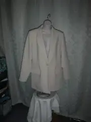 Women's Lined Jacket Blazer,size LG,Nine West Camelot Beige Longline 1 button NW