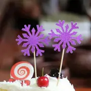 Purple Glitter Snowflake Paper Cupcake Toppers 10pk