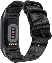 Abanen Nylon Bands for Fitbit Charge 6 / Charge 5, Woven Nylon Quick Dry Band Wrist Strap with Stainless Steel Ring Clasp Adjustable Compatible with Fitbit Charge 5 for Men and Women