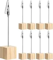 WEKAMOS 9pcs Wooden Photo Clips Cube Base for Desk Memo Clamps for Notes and Cards Creative Picture Storage Clips for Home Office Decor Easy to Use