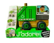 J'adore Stack Up Wooden Recycling Truck Toy Eco Safe Wood Vehicle Truck NEW