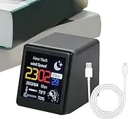 Weather Clock, Small Digital Station, Rechargeable Humidity Monitor, Smart Time Display, Alarm Control Feature, for Indoor Use, Outdoor Setup, Home Desktop Placement, 1.38x1.89x1.57 inches