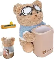 Cute Bear Tissue Holder and Trash Can, Creative Animal Soft Plush Multifunctional Car Tissue Holder & Trash Can, Suitable for Car Interior Decoration & Storage (#1+F)