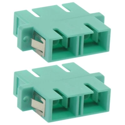2x SC to SC Fiber Optic Duplex Multi Mode Optical Coupler Adapter Connector Aqua
