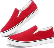 [Obtaom] Women's White Sneakers Black Slip on Shoes for Women Low Top Canvas Loafers