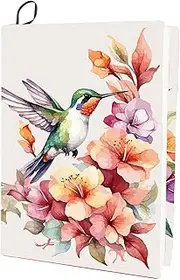 CRASPIRE Flower Stretchable Book Cover Humming Bird Washable Reusable Large Nylon Polyester Book Protector 9.4x15.7 Inch Elastic Notebook Wraps Suitable for Most Hardcover Books Classroom Students