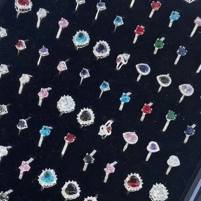 10 Ring Lot – Solid 925 Sterling Silver Mixed Styles Wholesale Bulk Jewelry