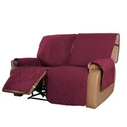 Recliner Sofa Cover with Pocket, Slipcovers Reversible Washable Elastic Adjustable Strap for home(2 Seater,Red)