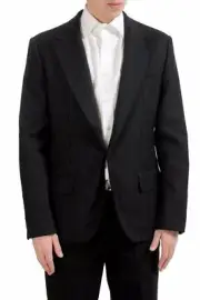 Dolce & Gabbana Men's 100% Wool One Button Black Blazer Sport Coat US 38 IT 48