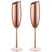ACA Stainless Steel Rose & Gold Champagne Glass Cocktail Glasses Drinkware Cups 2pcs Kit
